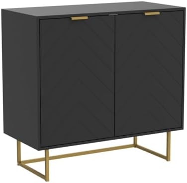 Modern Sideboard Buffet with Storage, Set of 2 Modular Cabinets, Black