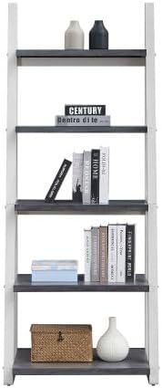 5 Tier Ladder Shelf Wooden Ladder Bookshelf Open Storage Rack Freestanding Planter Stand for Living Room, Office, Bedroom, Balcony