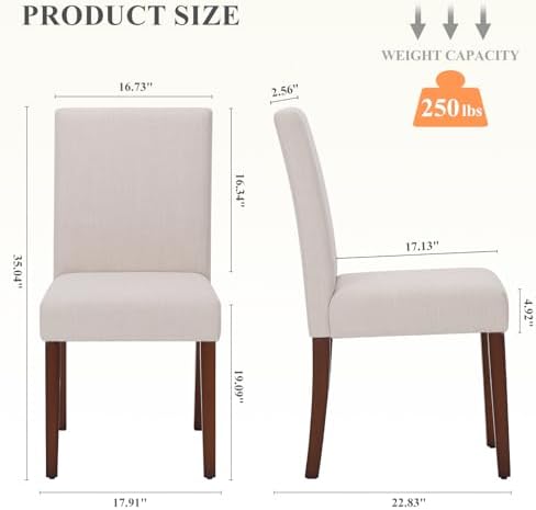 MALOL Upholstered Dining Chairs Set of 2, Fabric Dining Room Chairs, Modern W...