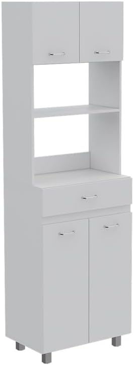 Maykoosh White Kitchen Pantry Cabinet - Appliance Storage with Drawer & A...