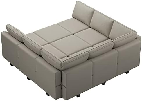 Belffin Modular Sectional Sofa with Ottomans Velvet Reversible Chaise Sleeper...