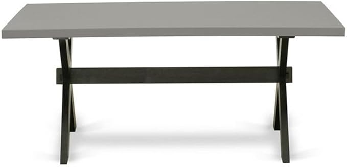 East West Furniture X697MZ650-6 6 Piece Dinette Set Contains a Rectangle Dining Table with X-Legs and 4 Dark Gotham Grey Linen Fabric Parson Chairs with a Bench, 40x72 Inch, Multi-Color