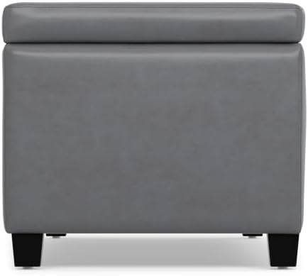 SIMPLIHOME Avalon 48" Wide Vegan Leather Storage Ottoman in Stone Grey |...