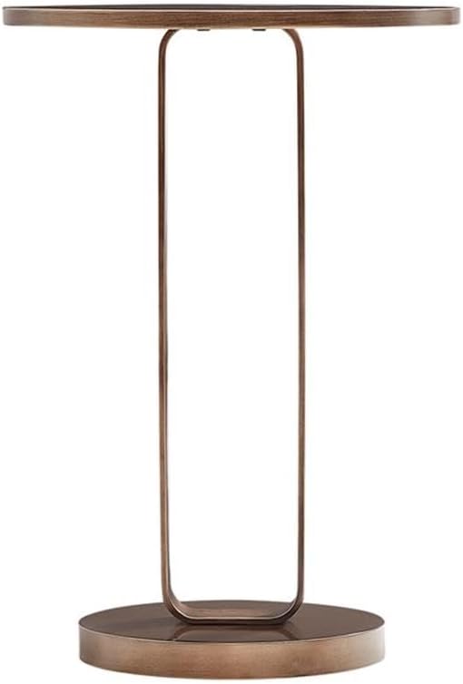 Pemberly Row Contemporary Round Accent Table, Antique Bronze Metal Finish, 15...