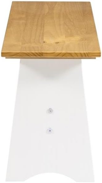 BOWERY HILL Large Backless Wood Bench, 42 in x 12 in x 17 in, White and Honey...