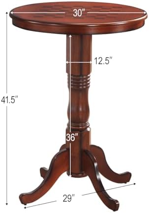 GIANTEX Round Dining Table, 30" D X 41.5" H, Wooden Pub Pedestal Si...
