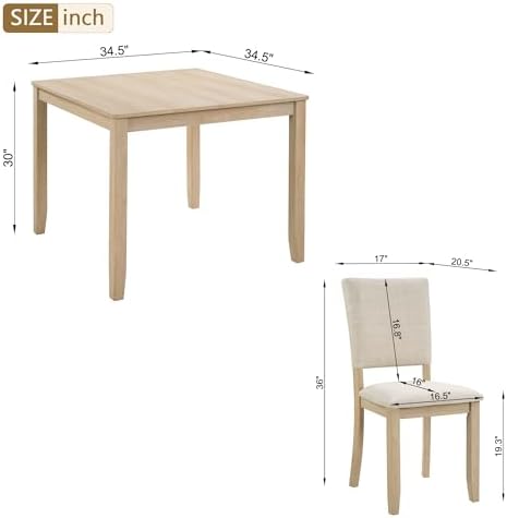 Harper & Bright Designs Modern 5-Piece Wooden Dining Table Set for 4 - Sm...