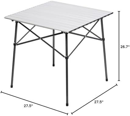 Portal Lightweight Aluminum Folding Square Table Roll Up Top 4 People Table