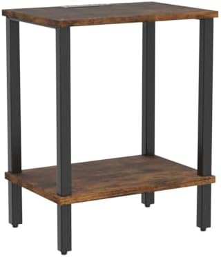 TUTOTAK End Table with Charging Station, Side Table Set of 2, Nightstand