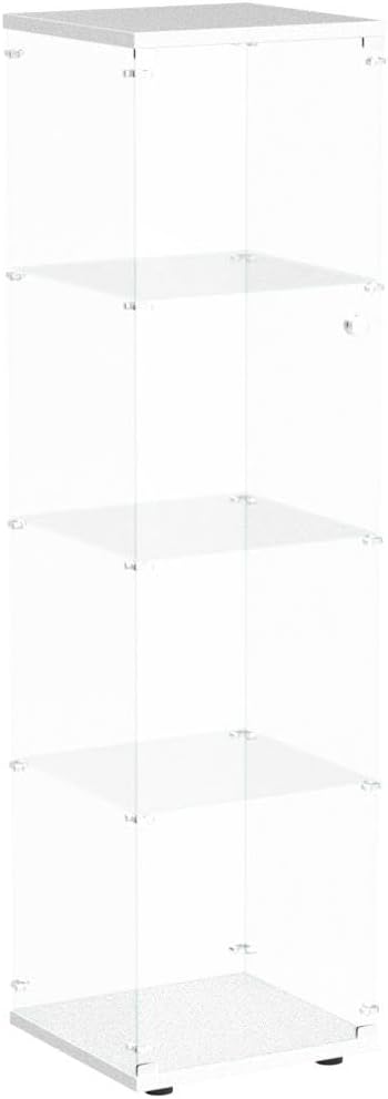 FANYUSHOW Tempered Glass Display Cabinet 4-Shelf Curio Cabinet with Security ...