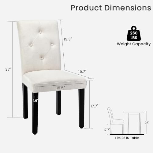 VECELO Upholstered Dining Chairs Set of 6, Modern Accent Parsons with Comfort...