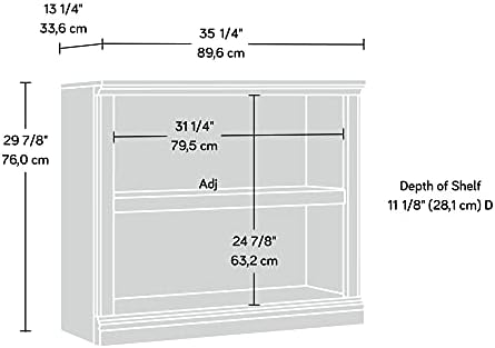 Sauder 2 Tier Book Shelf Wooden Bookcase Multipurpose Bookshelf for Home Offi...
