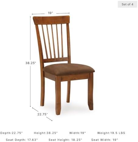 Signature Design by Ashley Haddigan Dining Chairs Set of 4, Cushioned Rake Ba...