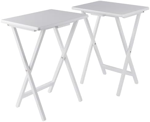 Winsome Alex Set of 2 Foldable Snack Tables, White | Easy to Store Small Port...