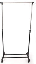 Single-bar Horizontal-stretching Stand Clothes Rack (Black & Silver)