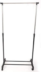 Single-bar Horizontal-stretching Stand Clothes Rack (Black & Silver)