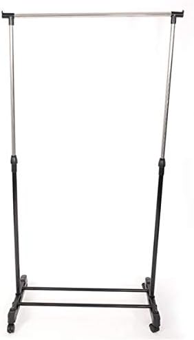 Single-bar Horizontal-stretching Stand Clothes Rack (Black & Silver)