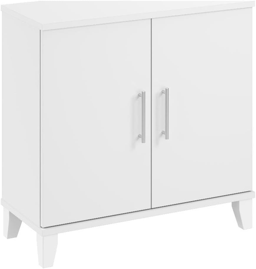 Bush Home Somerset Small Accent Storage Cabinet with Doors and Shelves in Whi...