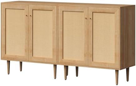 EYYTHUNG Rattan Storage Cabinets Set of 2 Accent Sideboard Boho Buffet Kitche...