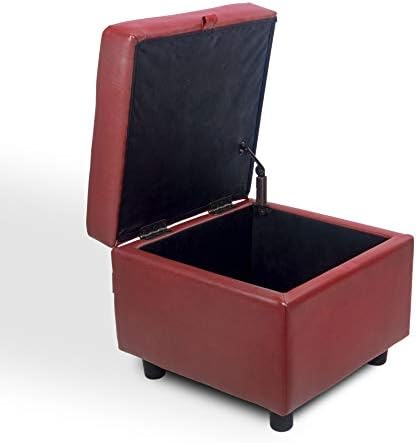 H&B Luxuries Tufted Leather Square Flip Top Storage Ottoman Cube Foot Res...