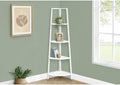 Bookshelf 4 Tier Corner Ladder, Narrow Storage Rack for Living Room,White