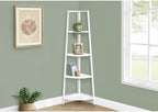 Bookshelf 4 Tier Corner Ladder, Narrow Storage Rack for Living Room,White