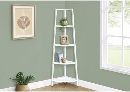Bookshelf 4 Tier Corner Ladder, Narrow Storage Rack for Living Room,White