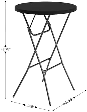 Flash Furniture 2.6 ft Plastic Round Folding Table, Black, 4-Pack