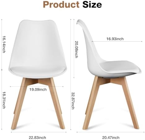 OLIXIS Modern Dining Chairs Set of 8, Plastic Kitchen Chairs with Wood Legs