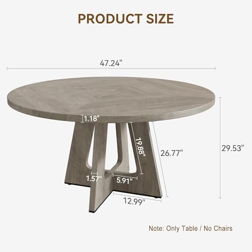 GAOMON 47 Inch Round Dining Table for 4-6 People, Circle Dinner Table with Wo...