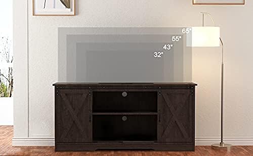 4 EVER WINNER Farmhouse TV Stand for 65 Inch TV, Espresso Entertainment Cente...