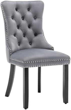 Eifizek Dining Chairs Set of 4 Upholstered Chairs with Tufted Back, Grey