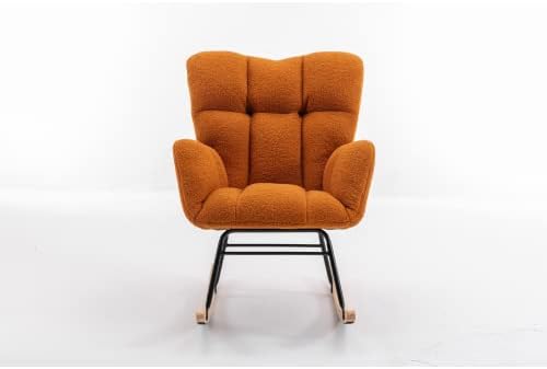 Rocking Chair, Upholstered Teddy Fabric Glider Chair, Lounge Accent Armchair ...