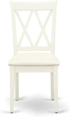 East West Furniture DOCL5-LWH-C 5 Piece Dinette Set for 4 Includes a Rectangle Dining Table with Butterfly Leaf and 4 Linen Fabric Dining Room Chairs, 42x78 Inch, Linen White