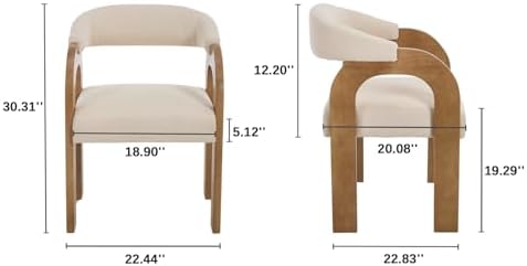 Farmhouse Dining Chairs Set of 4 - Upholstered Armchairs with Linen Cushions ...