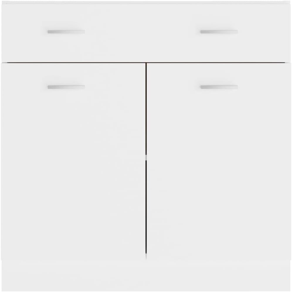 White Engineered Wood Drawer Bottom Cabinet, Modern Kitchen Storage with Smooth Lines, Space-Saving Pantry Solution, Freestanding Furniture for Dining Room
