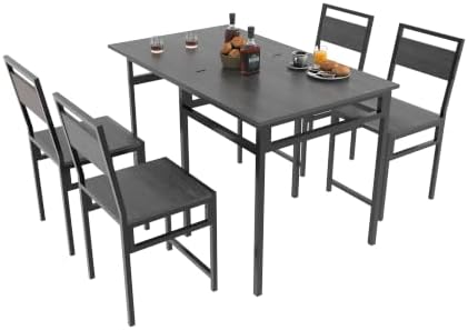 KEIKI 5-Piece Kitchen Dinner Table Set for 4 Dining with Storage, Grey