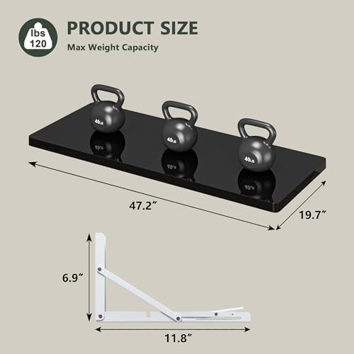 Clikuutory Wall Mounted High Gloss Folding Table, Wall Desk Fold Down for Sma...