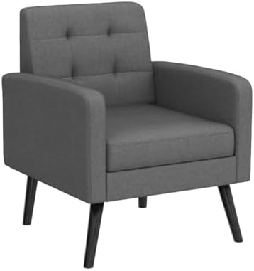 Yaheetech Mid Century Accent Chairs Set of 2 Living Room Chairs Dark Gray