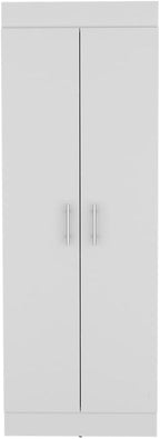 23.6" D*11.9" W*66.8" H Freestanding Kitchen Pantry with 4 Shelves, Double Door, Rectangular Storage Cabinet, Modern Minimalist, for Living Room, Dining Room, White