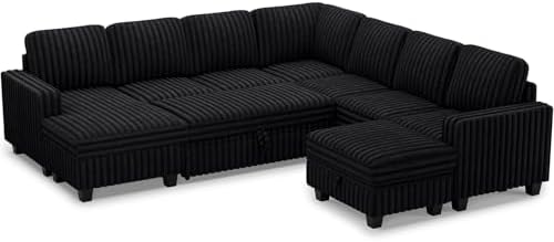 Belffin Oversized Sofa Bed Modular Sectional Sleeper Sofa with Pull Out Bed L...