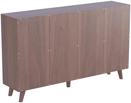 OSCHF 8-Cube Bookcase with Doors, 2-Tier Low Storage Cabient, Walnut
