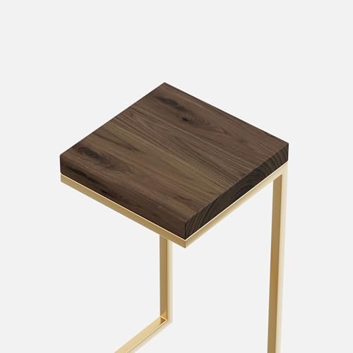 Urbandi C Shape Rustic Side Table for Living Room Couch Tray, Nightstand for ...