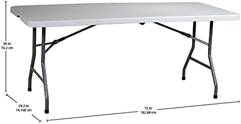 Office Star Resin Rectangle Center-Folding Portable Table for Picnics, Campin...