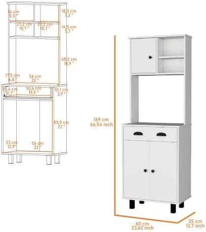 66" Tall Kitchen Pantry Cabinet with Storage,Wooden Cupboard Credenza Bu...