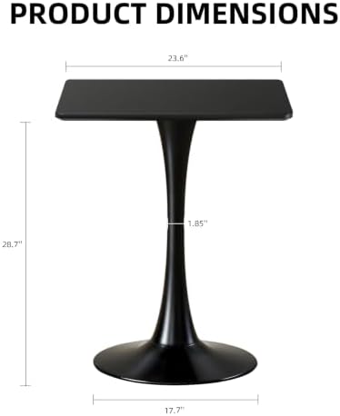 Square Dining Table, 24" Tulip Table (Black)