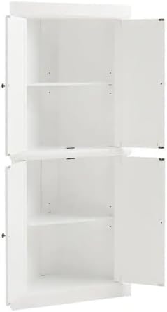 HomeStock Corner Pantry Cabinet - Tall White Kitchen Storage, 2 Stackable Units