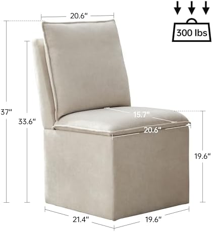 VKNOW Upholstered Dining Chairs Set of 2, Dining Room Chairs with Storage