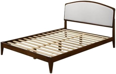 Pemberly Row Queen Platform Bed, Solid Wood Frame, Walnut Finish, Cream White...