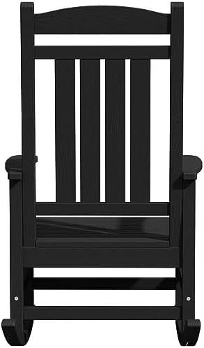 KINGYES Oversized Outdoor Rocking Chairs Set of 2, HDPE Porch Rocker, Black |...